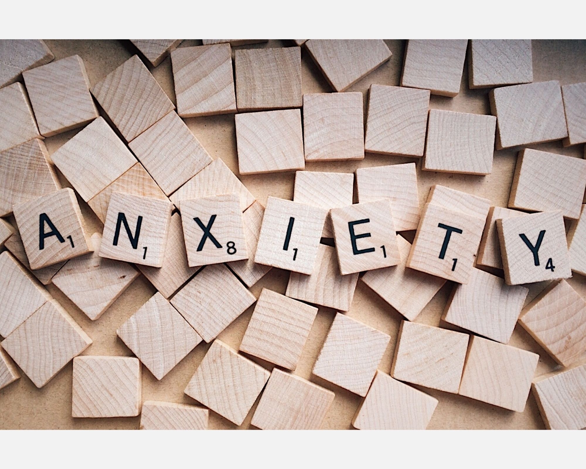 Anxiety spelled out with Scrabble tiles