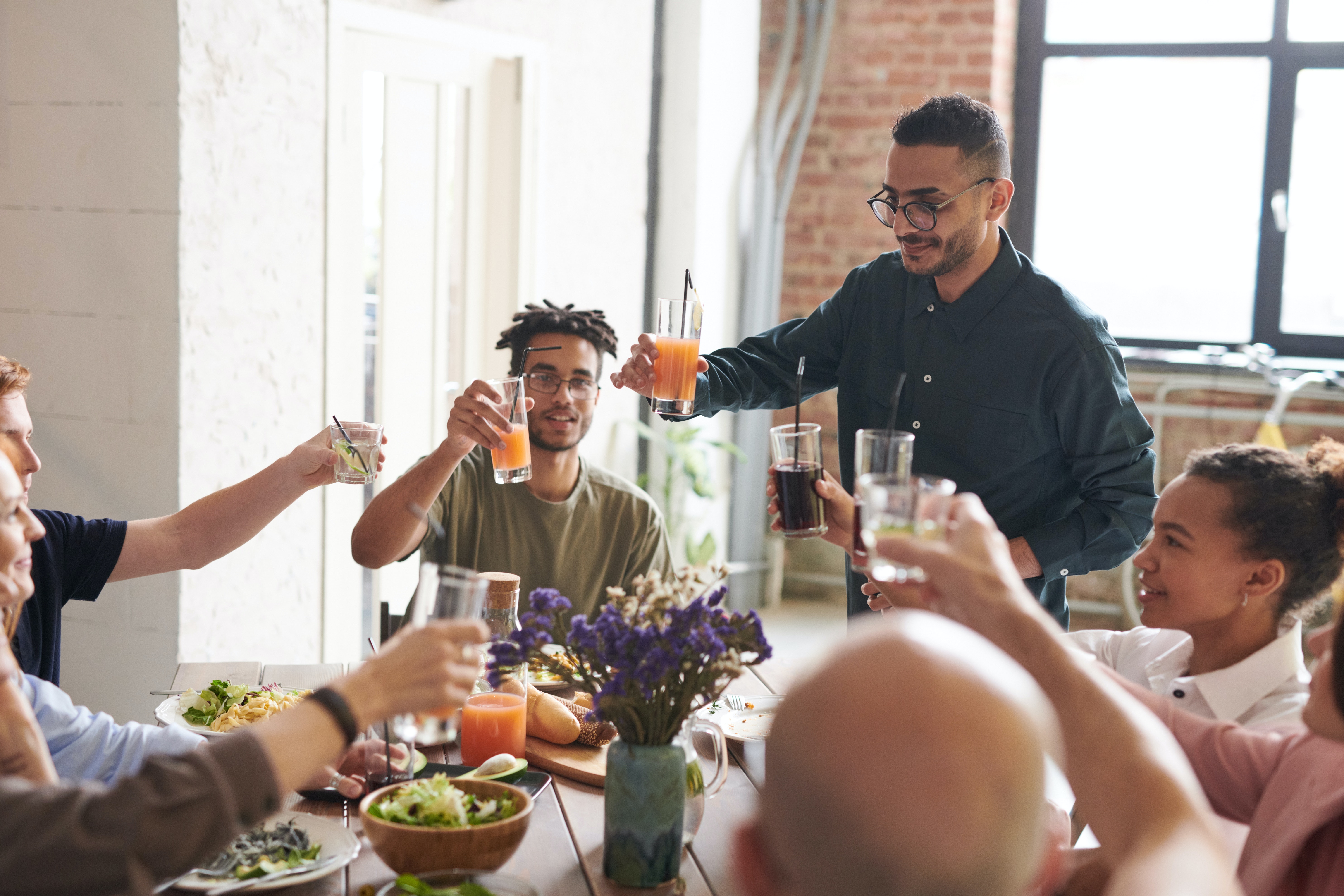 People enjoying a holiday meal