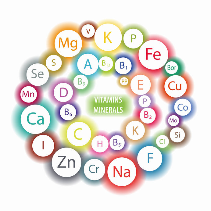 Circle graphic of vitamins and minerals