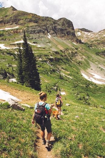 People hiking in mountains