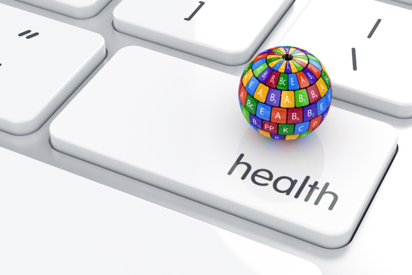 Graphic of ball with essential nutrients placed on keyboard 
