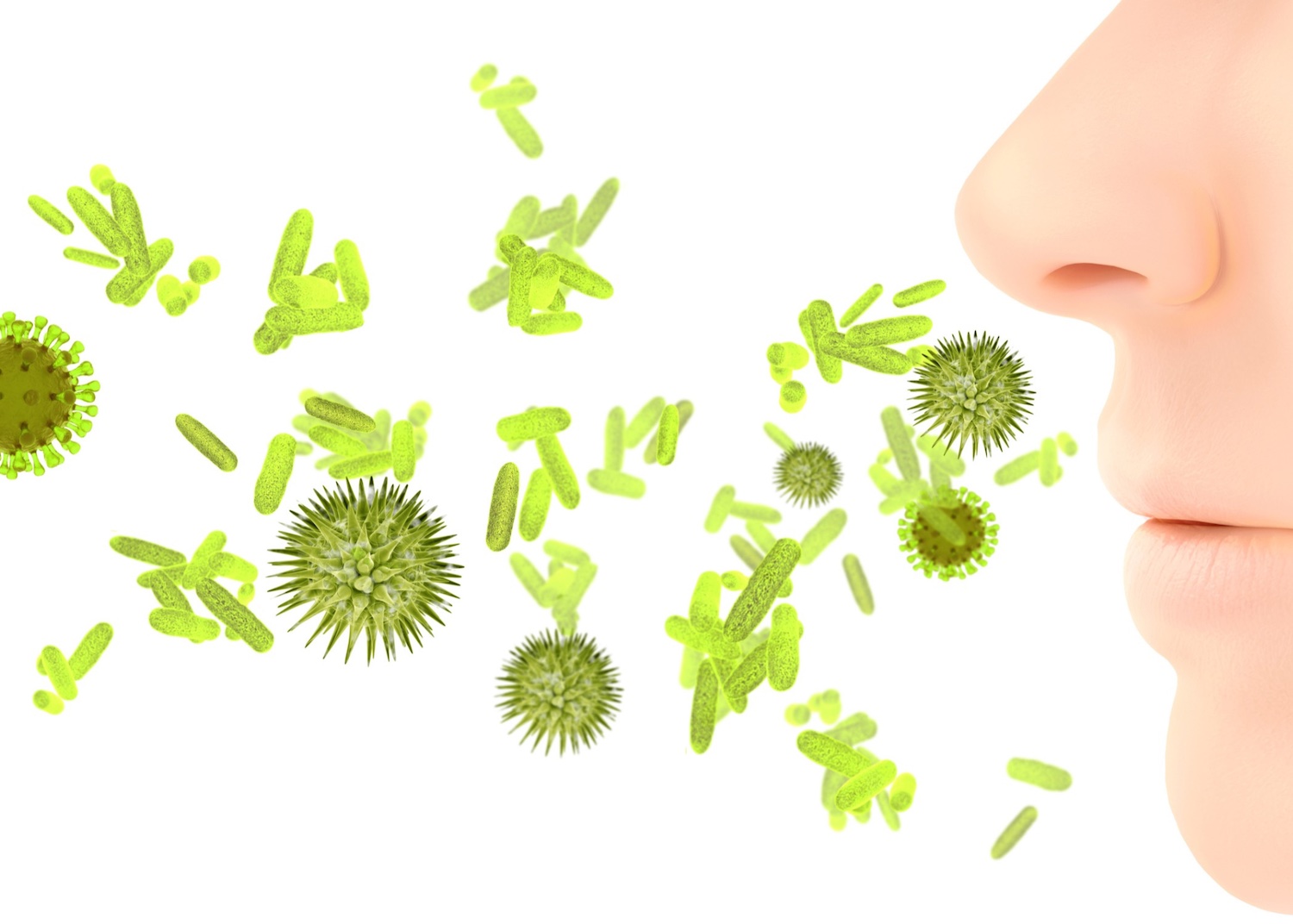 Person breathing in allergens