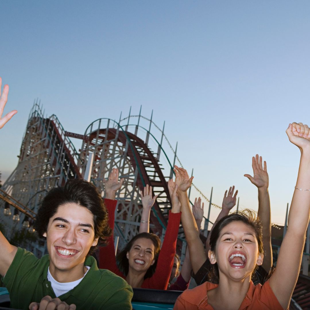 People on a roller coaster