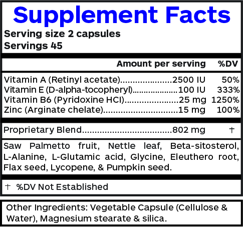 Prosta Flow Supplement Facts Professional Botanicals